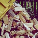 close up of stack of seasoned firewood