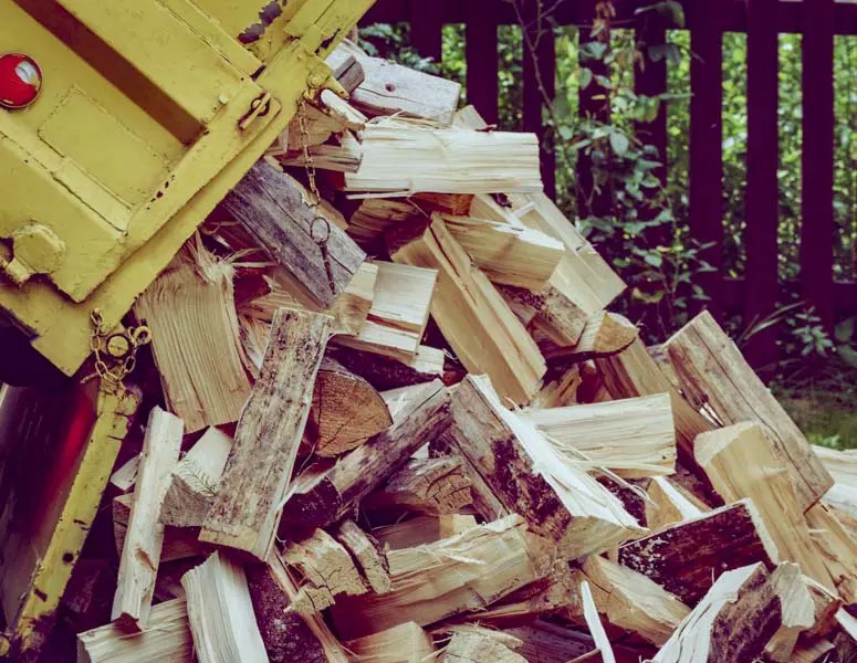 close up of stack of seasoned firewood