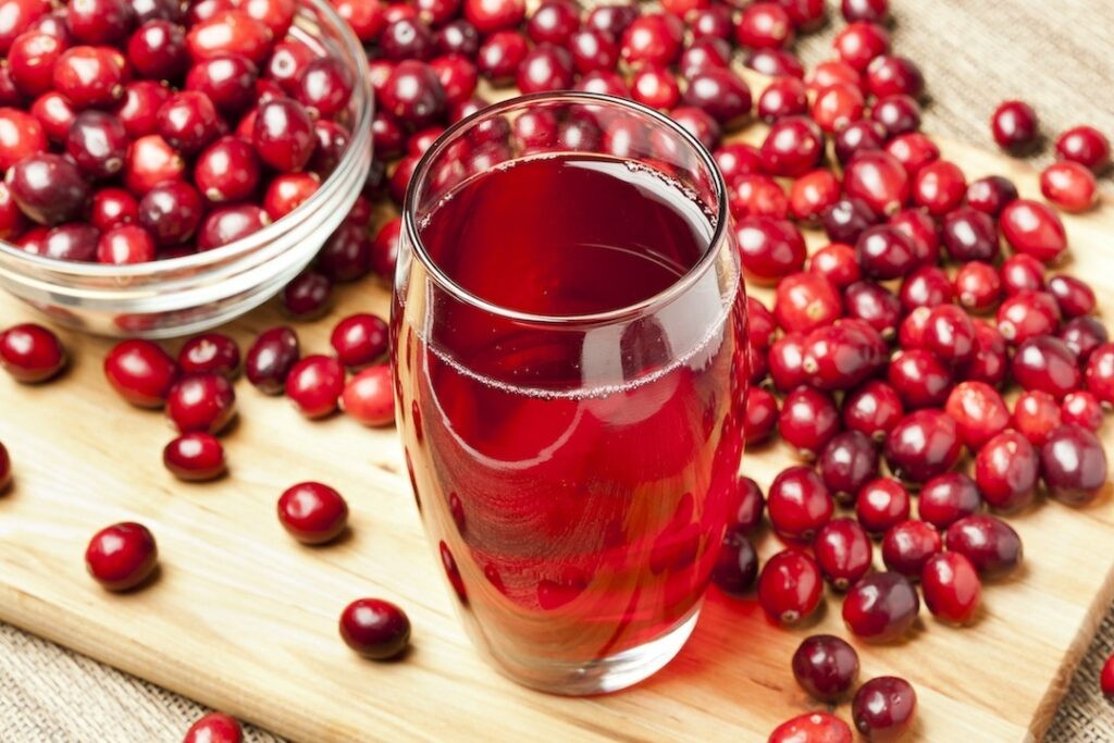 Glass of fresh cranberry juice showing potential benefits for kidney health