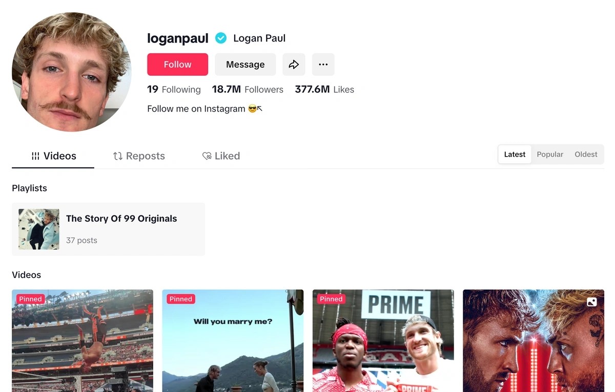 Screenshot of Logan Paul