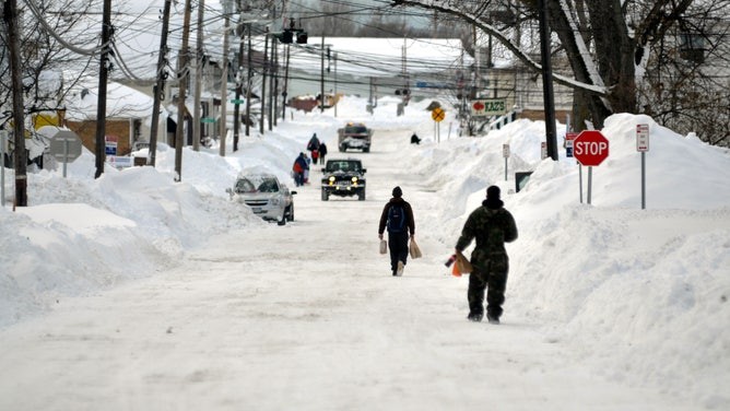 View of Buffalo, New York in winter, showcasing heavy snowfall and its impact on the city's landscape