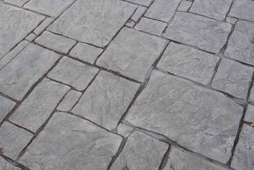 Concrete patio engraved brick