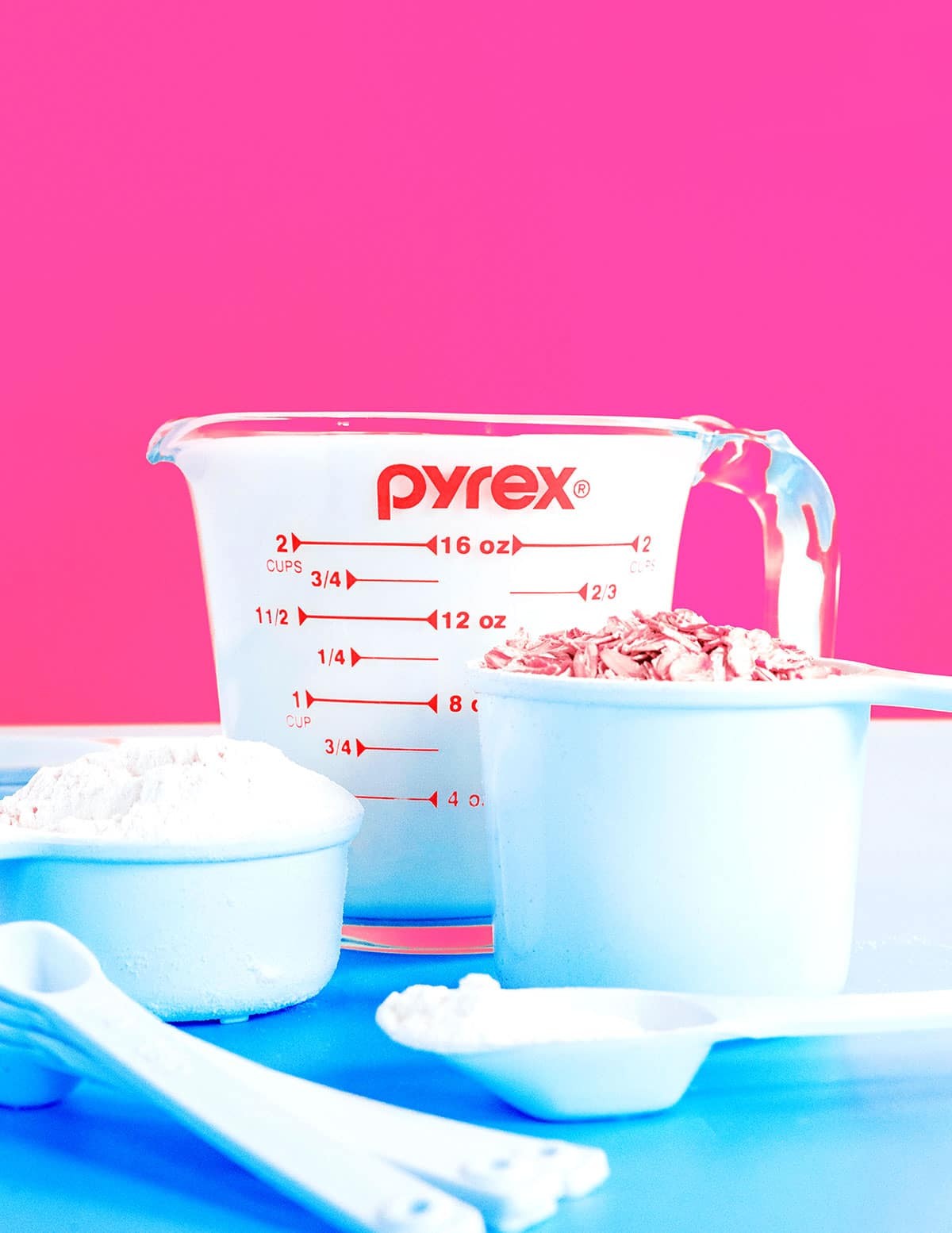 Measuring cups with water