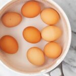 Eggs in a pot for boiling