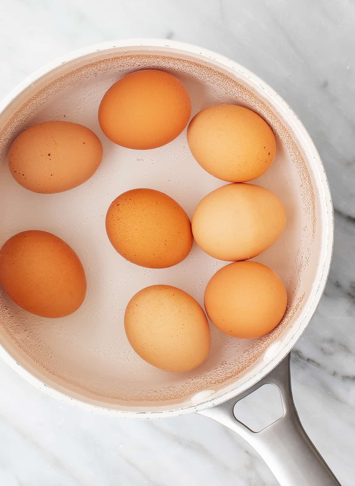 Eggs in a pot for boiling