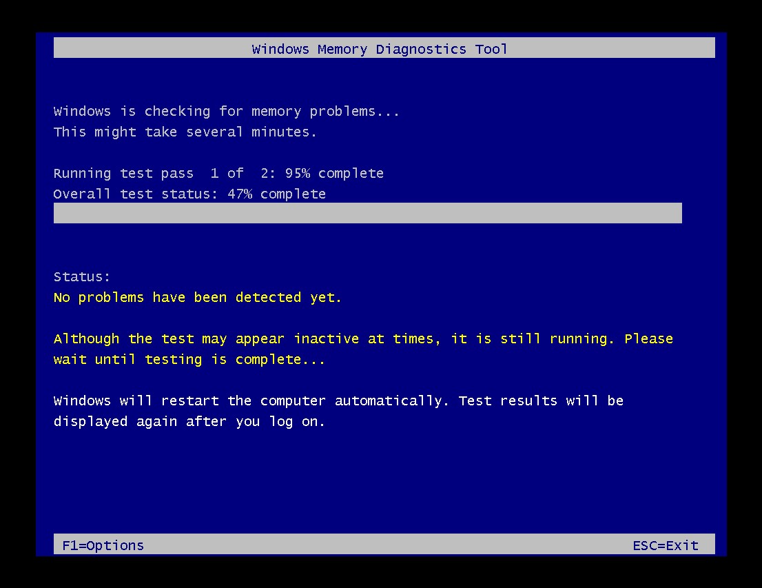 Windows Memory Diagnostics Tool running at startup