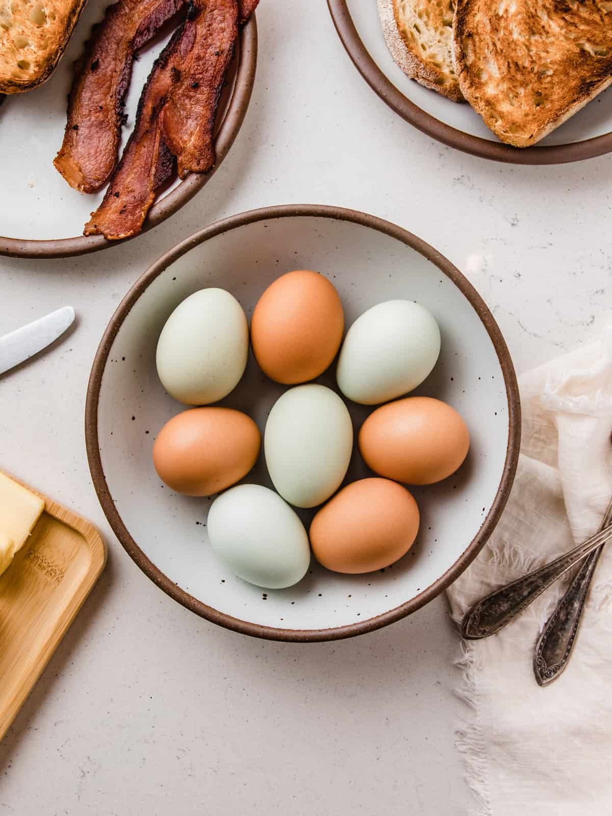 Ingredients for over easy eggs: eggs, butter, salt, pepper
