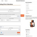 Man calculating 3D printing costs with various 3D printed models around