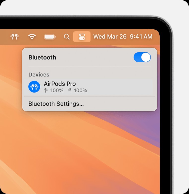 AirPods Pro Connected to MacBook Control Center