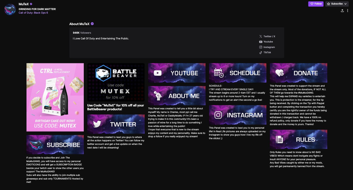 A screenshot of Twitch streamer MuTeX