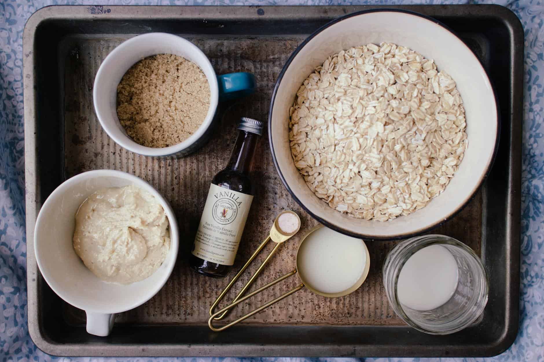 A platter of freshly baked oatmeal cookies.