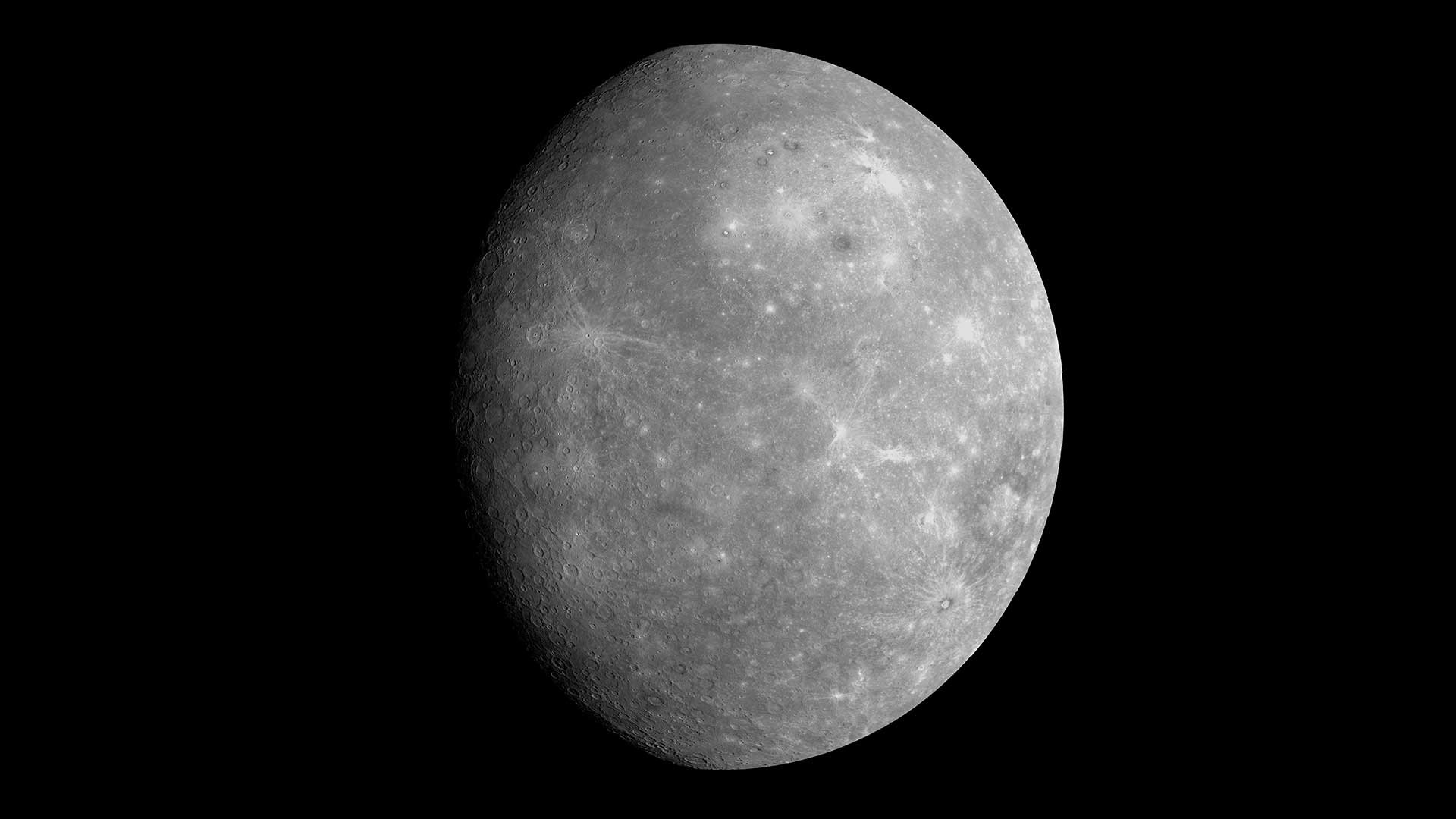 Mercury's cratered surface, showcasing its proximity to the Sun and frequent asteroid impacts.