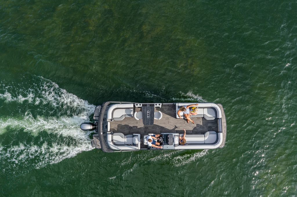 Pontoon boat from above