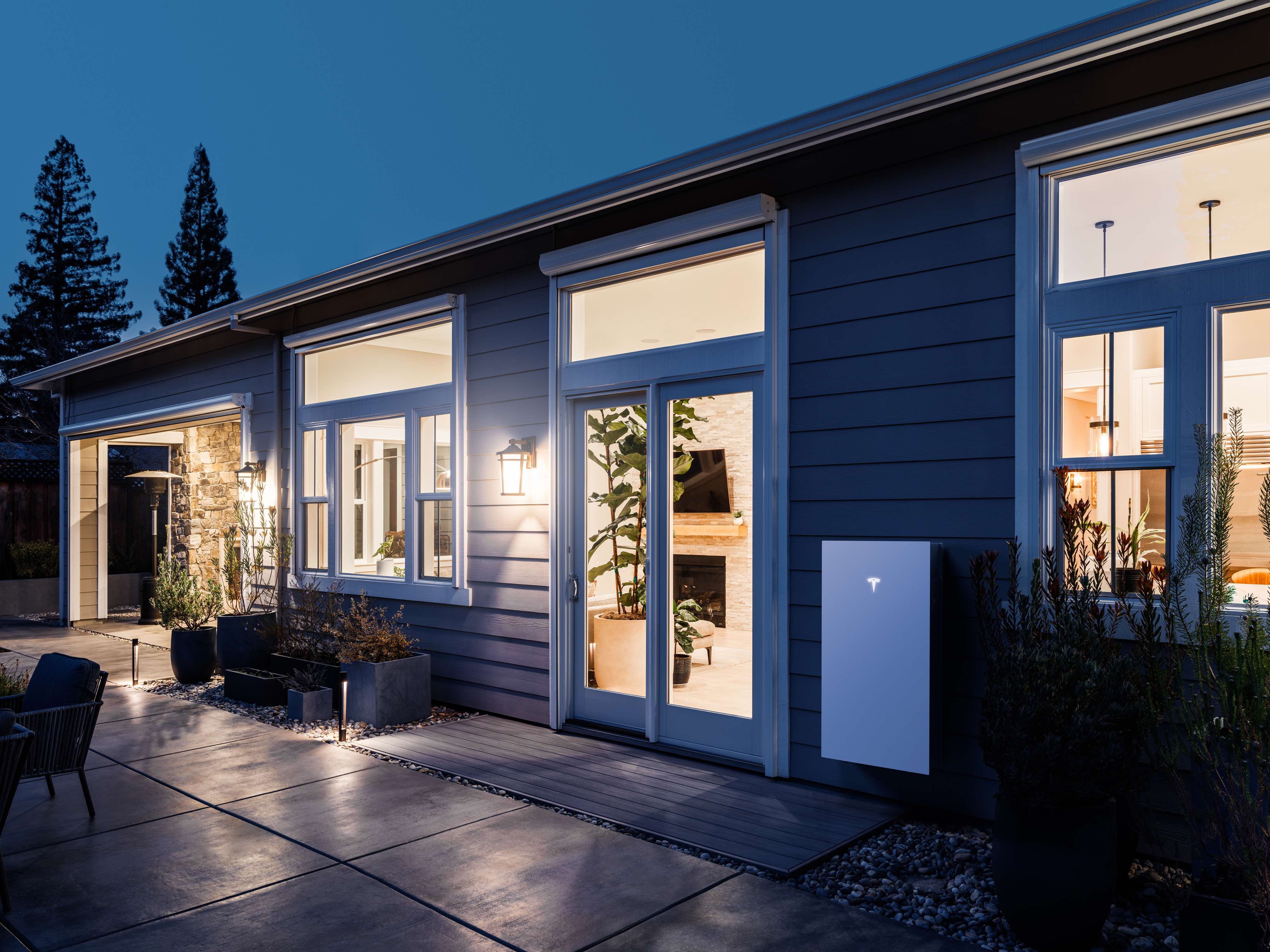 Tesla Powerwall installed on a home exterior