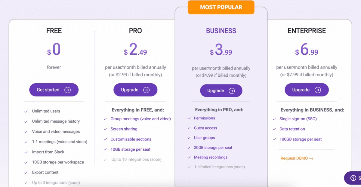 Pumble's pricing