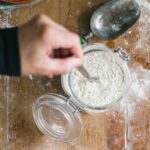 Sourdough starter in a glass jar with a lid