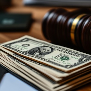 US dollars near a gavel