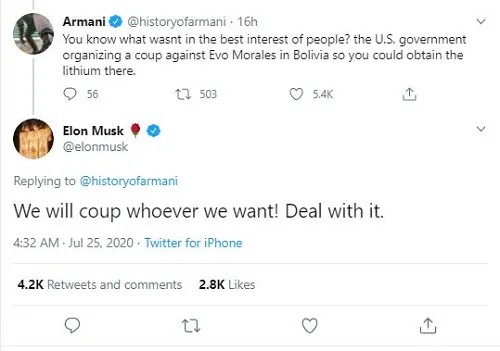Elon Musk coup tweet